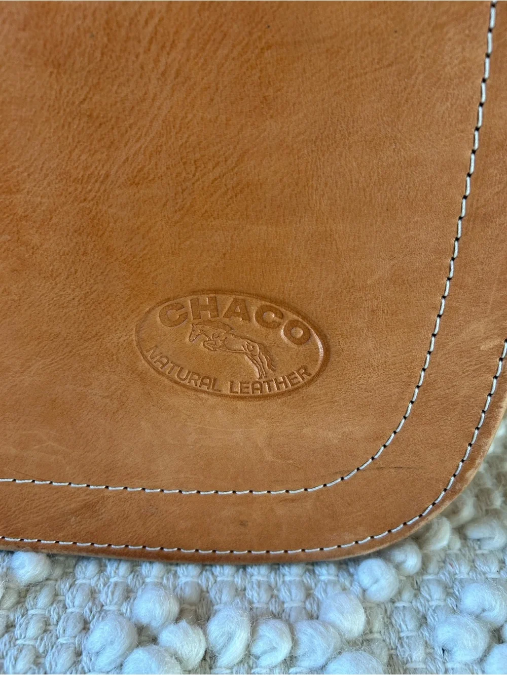 Chaco Tan Leather Messenger Bag with Adjustable Detachable Strap